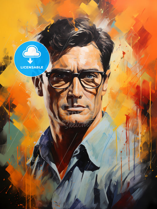 Atticus Finch Gregory Peck - A Painting Of A Man With Glasses