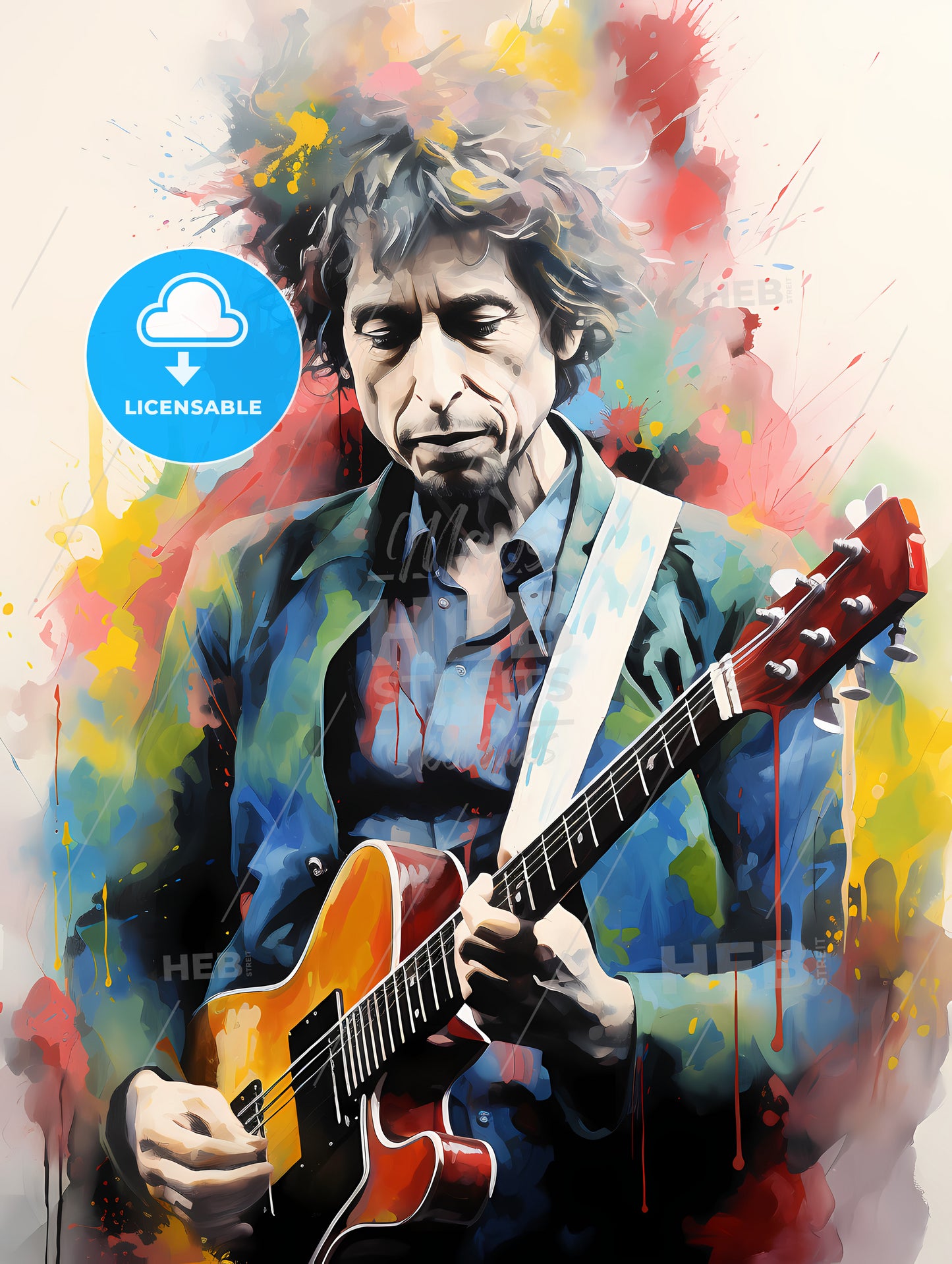 Bob Dylan - A Man Playing A Guitar