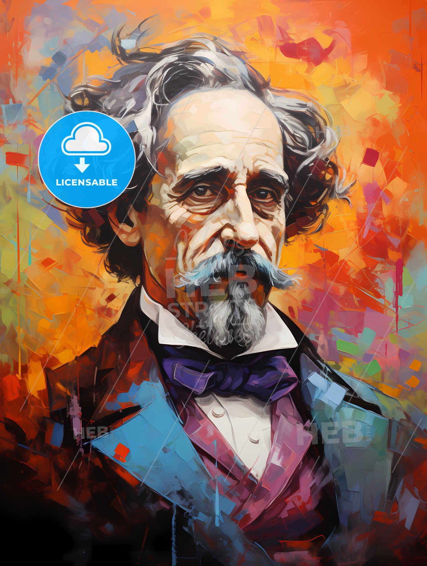 Charles Dickens - A Painting Of A Man With A Mustache