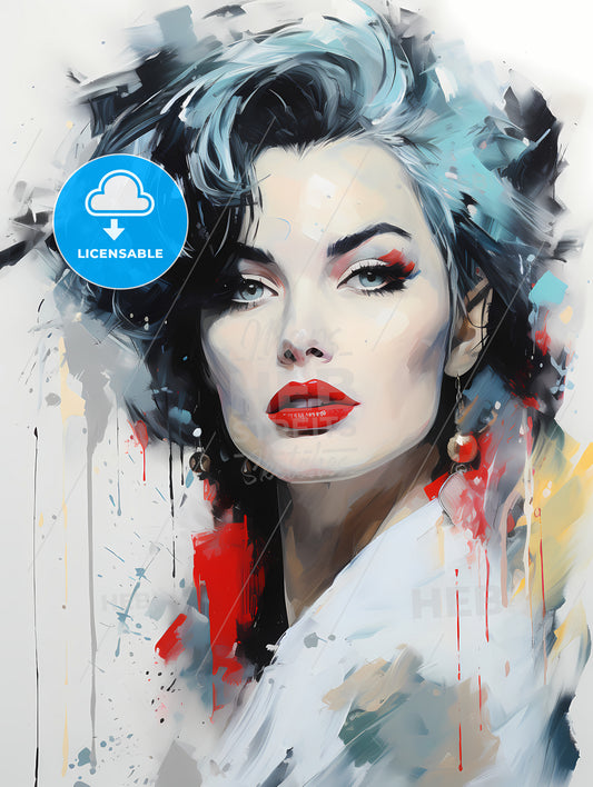 Cruella De Vil - A Woman With Blue Hair And Red Lipstick