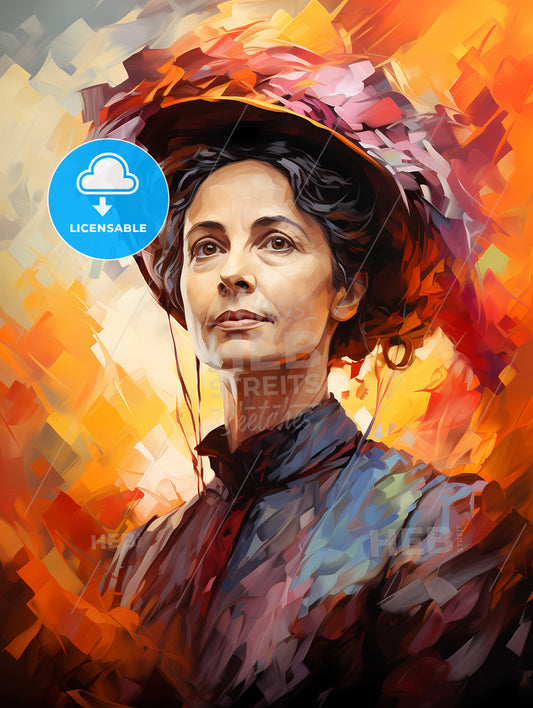 Emmeline Pankhurst - A Painting Of A Woman Wearing A Hat