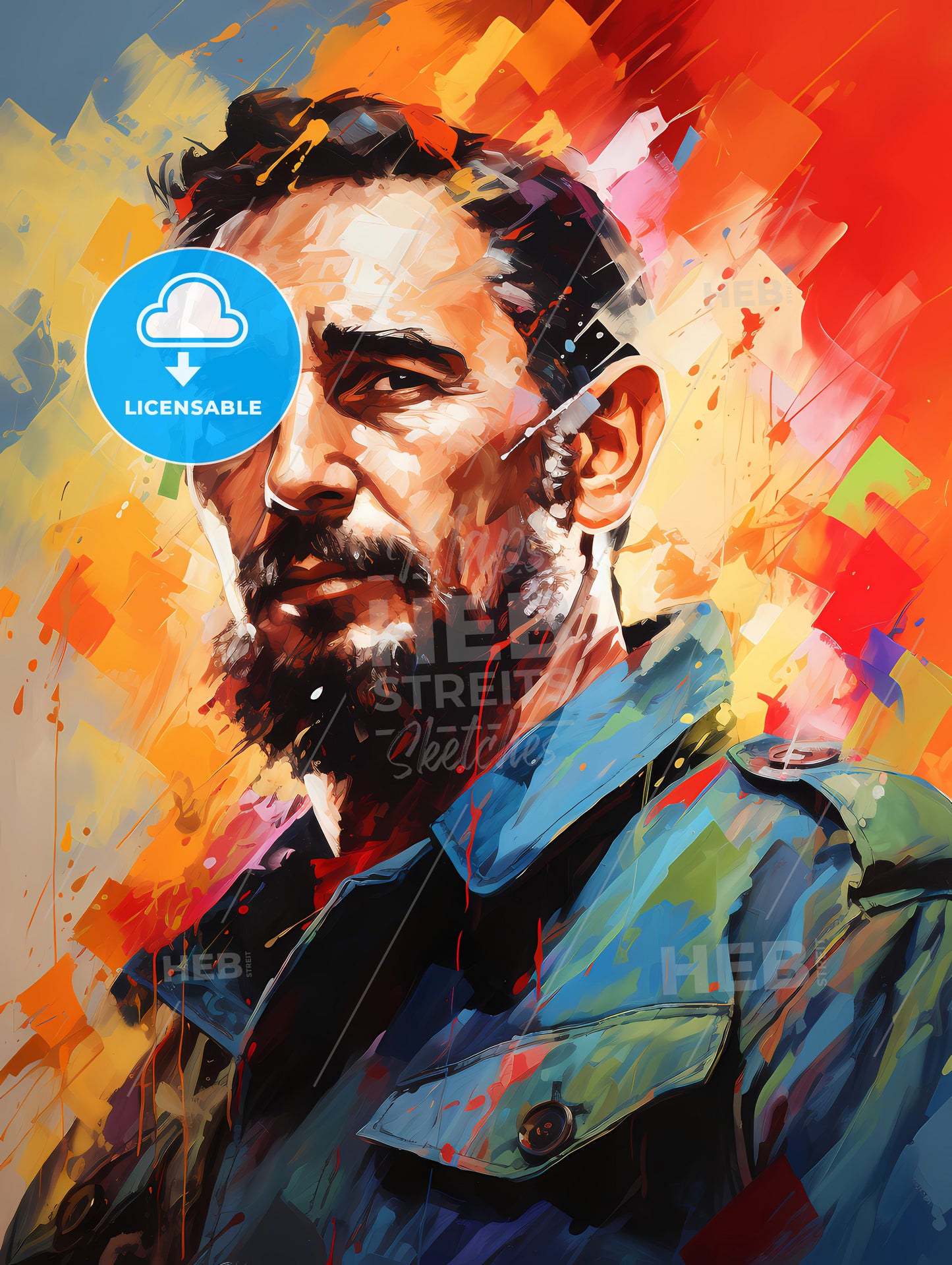 Fidel Castro - A Painting Of A Man With A Beard