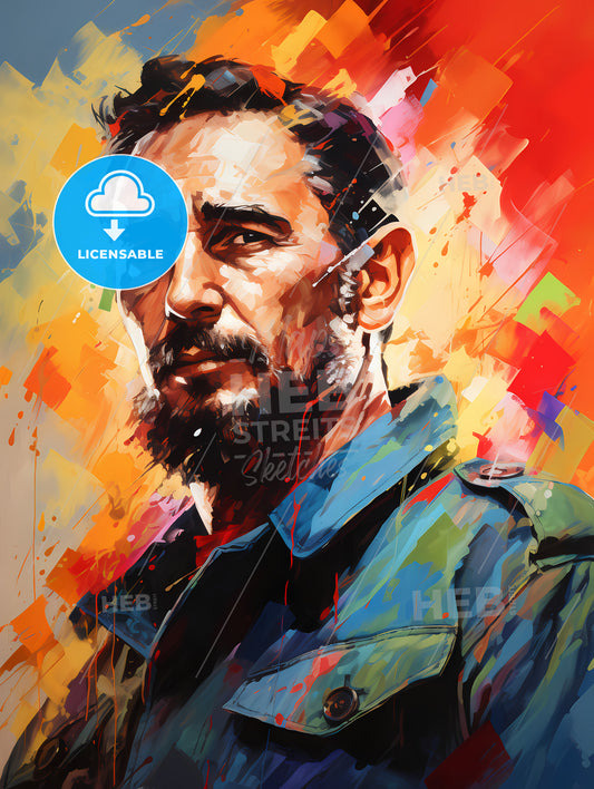 Fidel Castro - A Painting Of A Man With A Beard