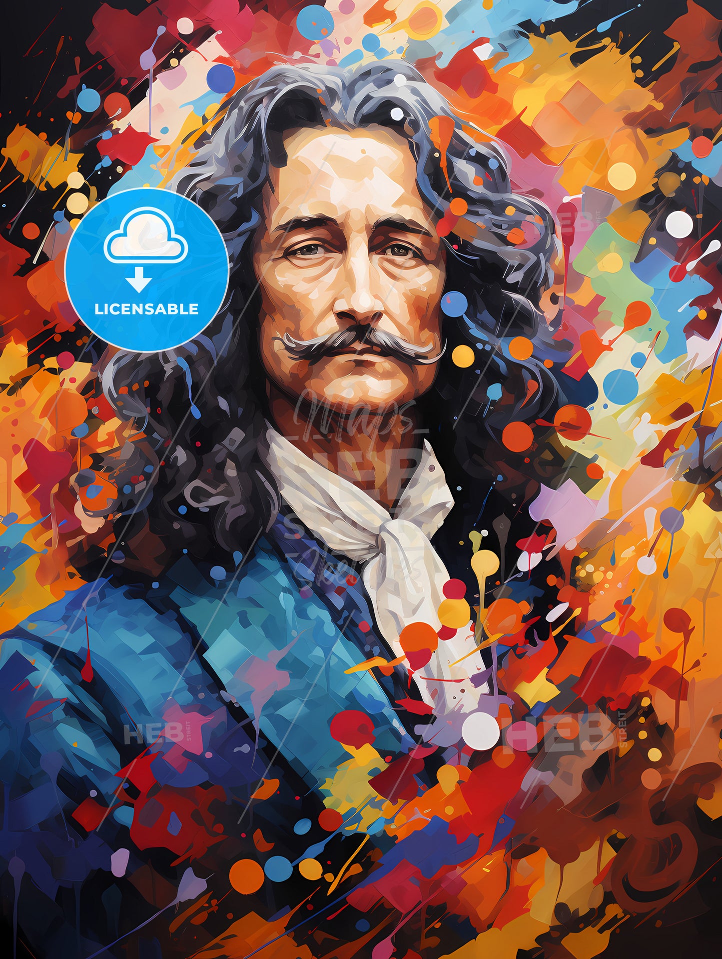 Gottfried Wilhelm Leibniz - A Painting Of A Man With Long Curly Hair And A Mustache