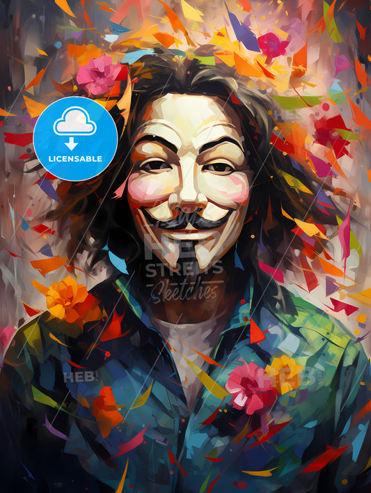 Guy Fawkes - A Man With A Mask And Flowers