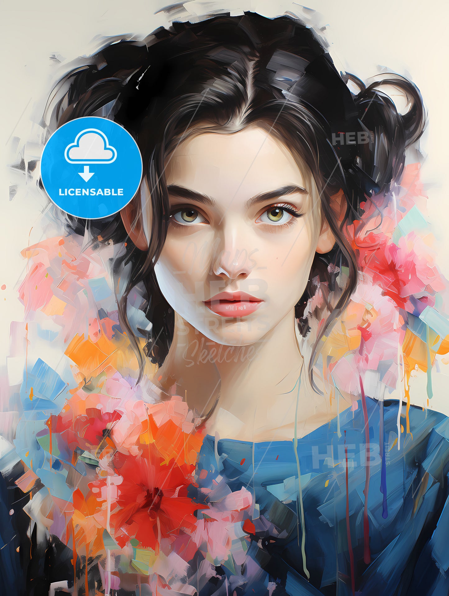 Lolita From Vladimir Nabokov - A Woman With Dark Hair And Flowers