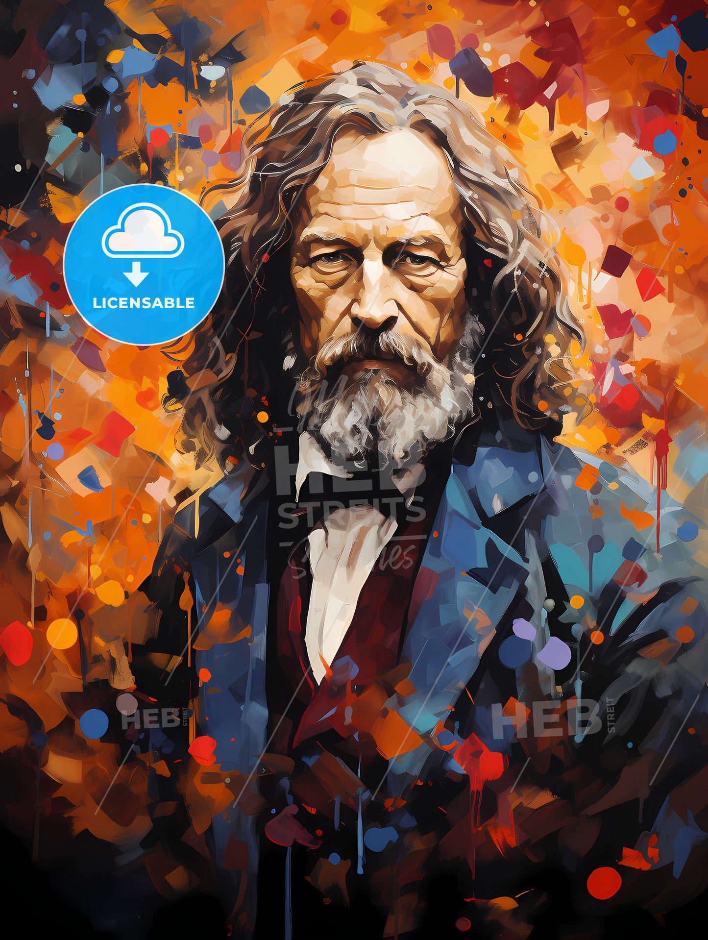 Lord Alfred Tennyson - A Painting Of A Man With Long Hair And A Beard