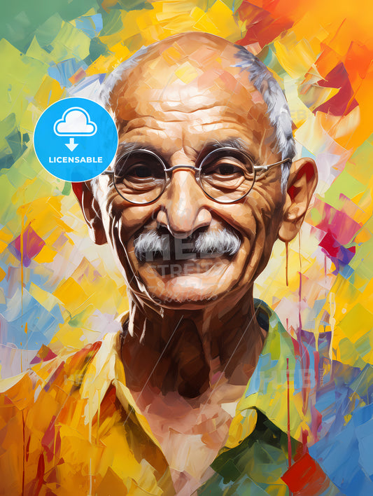 Mahatma Gandhi - A Man With Glasses And Mustache