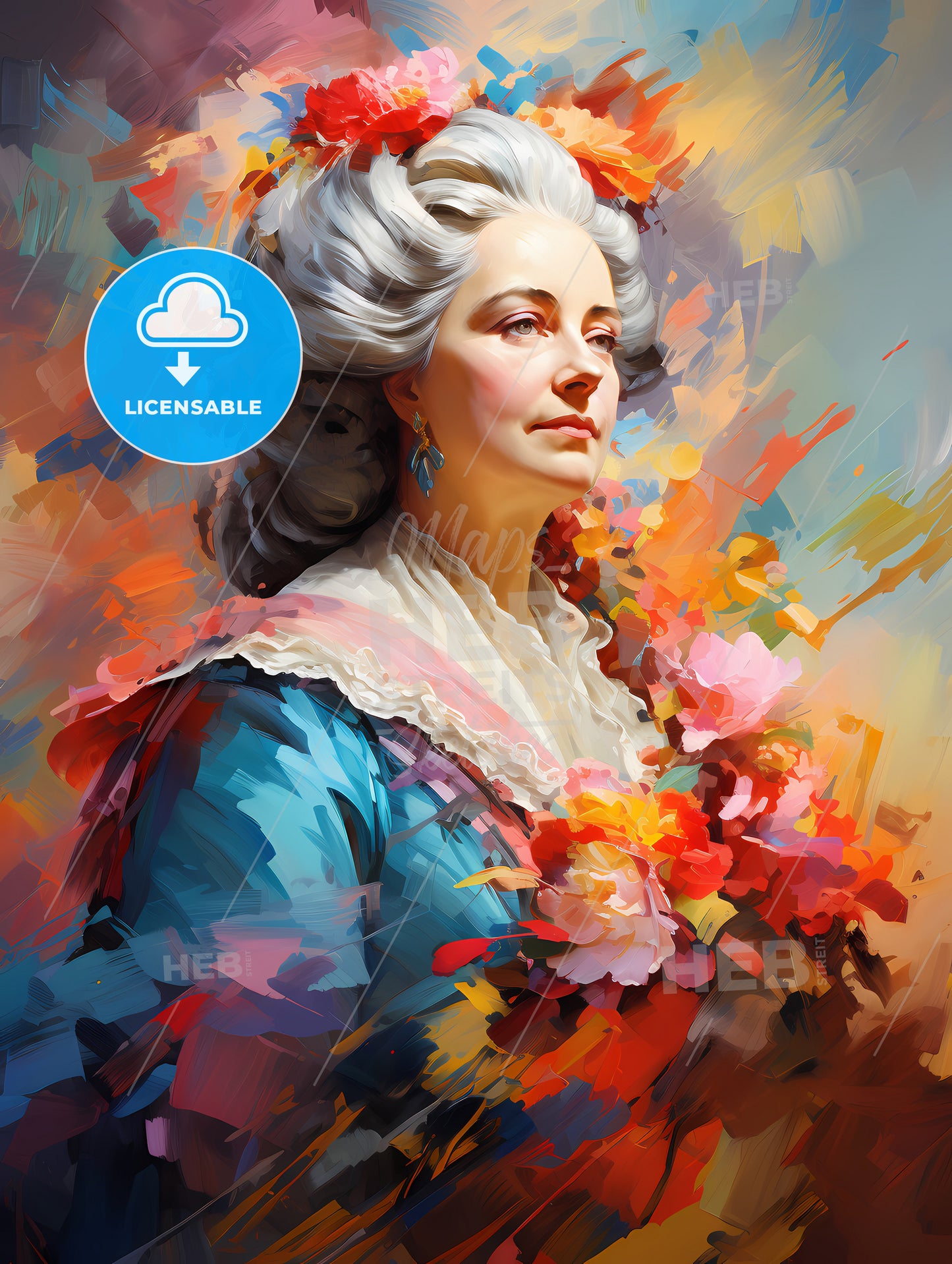 Maria Theresa - A Painting Of A Woman With Flowers