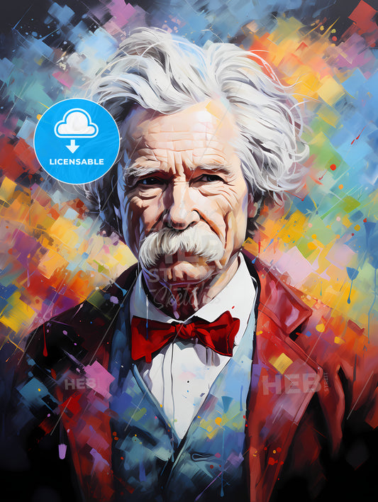 Mark Twain - A Painting Of A Man With A Mustache And A Bow Tie