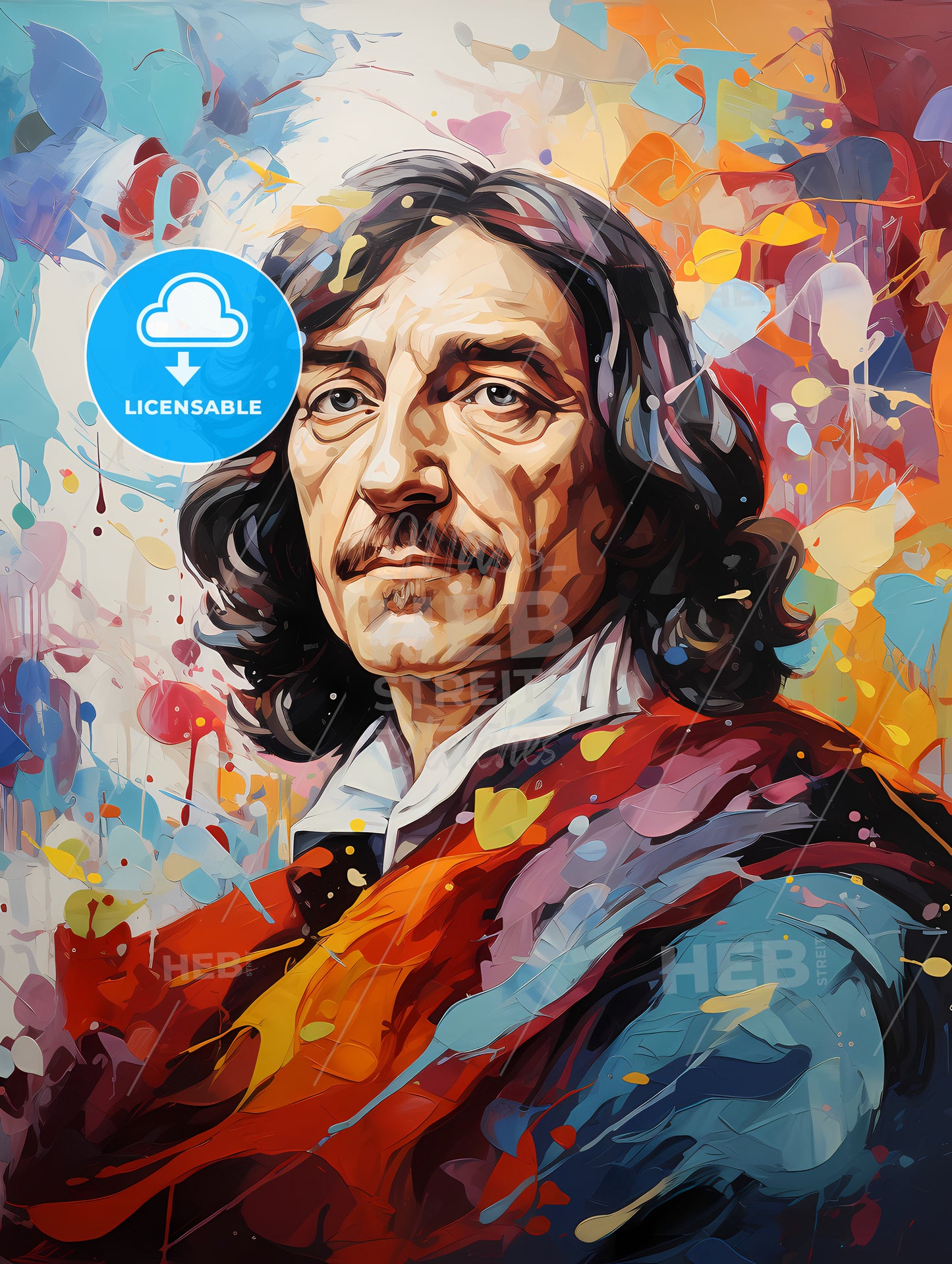 Rene Descartes - A Painting Of A Man With A Mustache