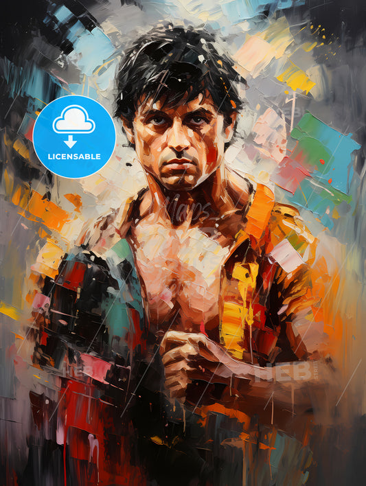 Rocky Balboa Sylvester Stallone - A Painting Of A Man