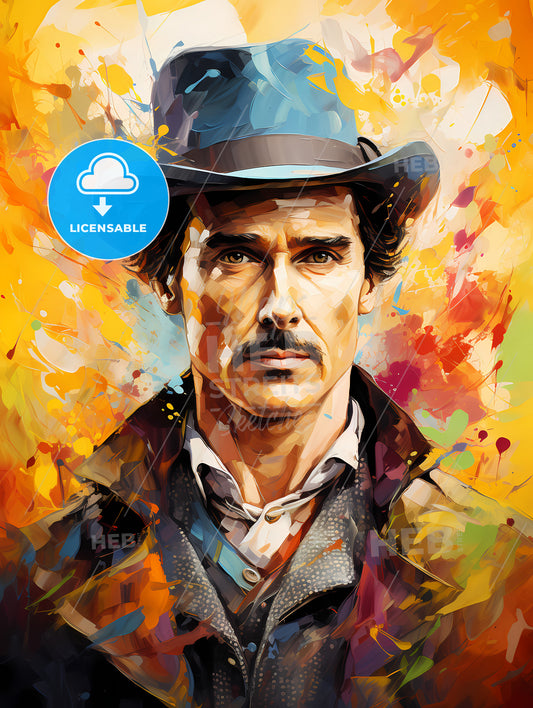 Sherlock Holmes - A Man With A Mustache Wearing A Hat