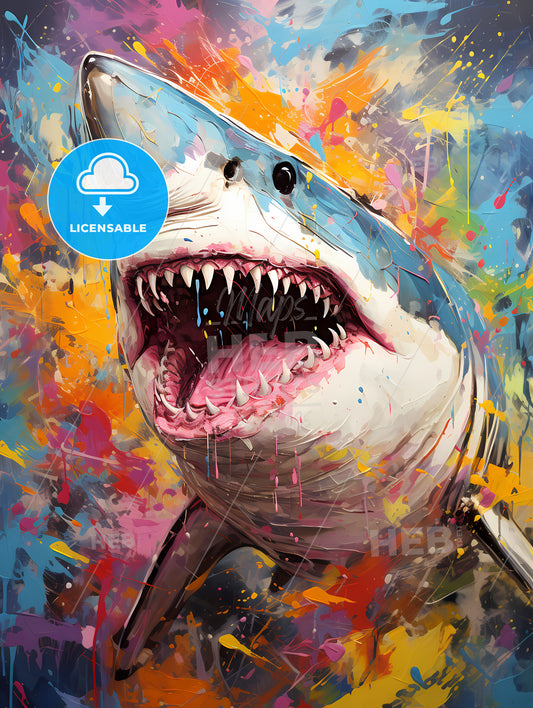 The Shark - A Shark With Colorful Splashes