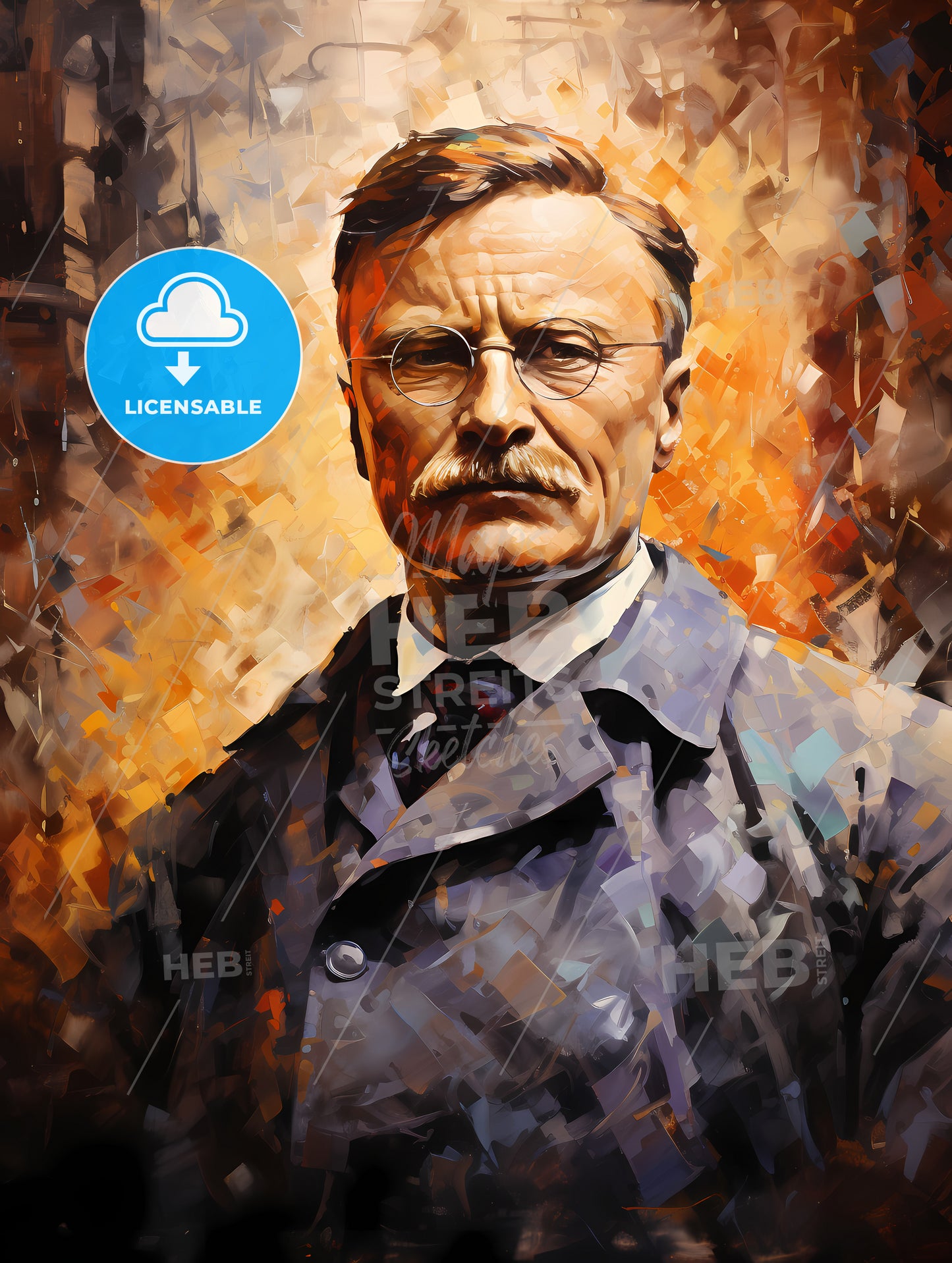 Theodore Roosevelt - A Man With A Mustache Wearing Glasses