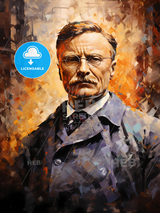 Theodore Roosevelt - A Man With A Mustache Wearing Glasses