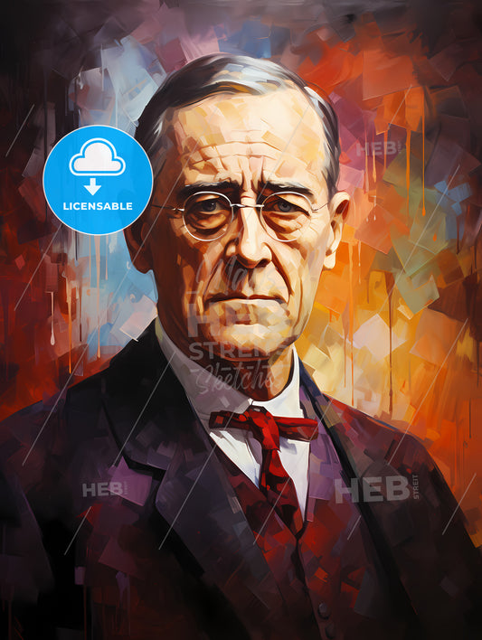 Woodrow Wilson - A Painting Of A Man In A Suit And Tie