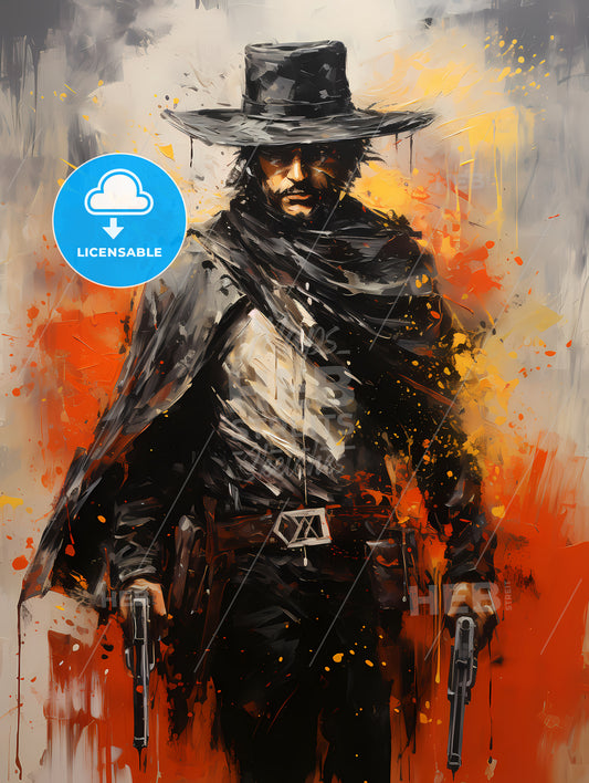 Zorro - A Painting Of A Man Holding Guns