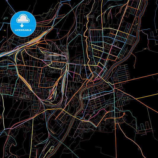 Orsha, Voblasć, Belarus, colorful city map on black background