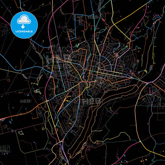 Viljandi, Viljandi, Estonia, colorful city map on black background