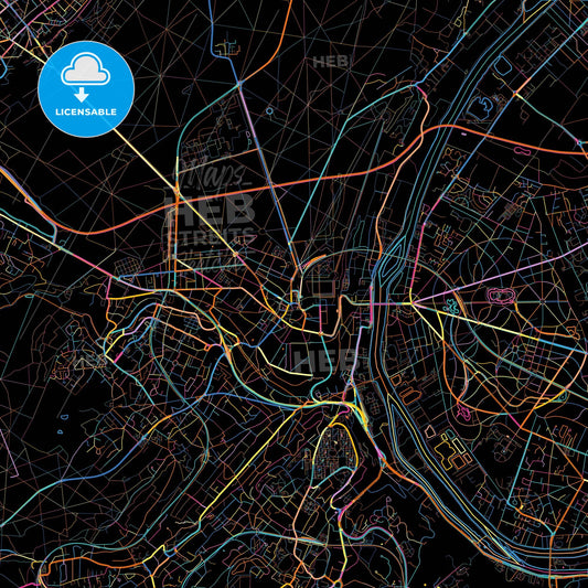 Saint-Germain-en-Laye, Yvelines, France, colorful city map on black background