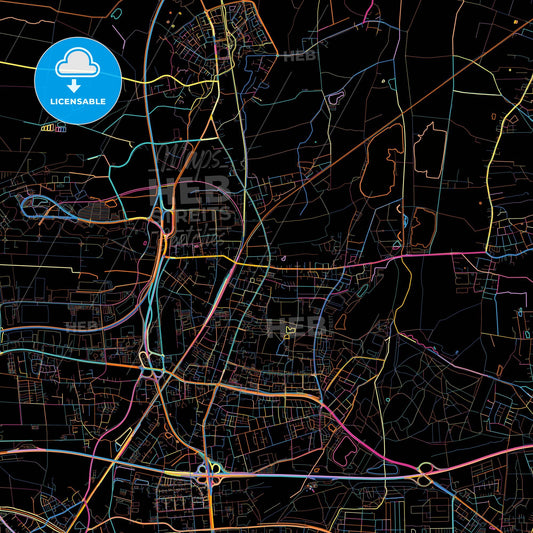 Langenhagen, Lower Saxony, Germany, colorful city map on black background