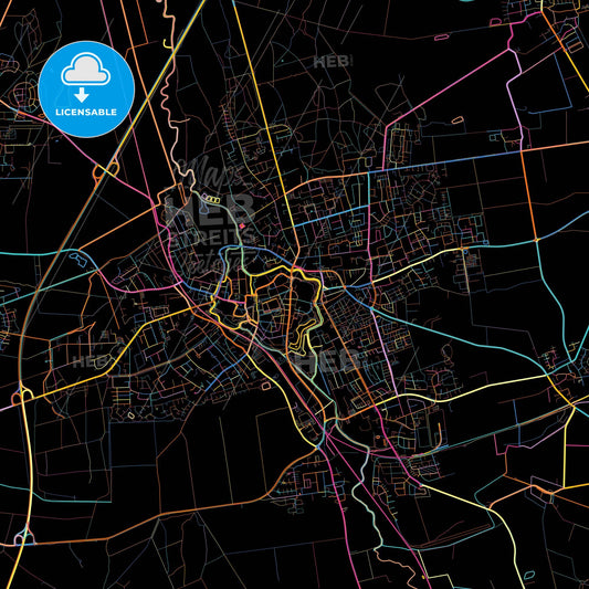 Wolfenbuttel, Lower Saxony, Germany, colorful city map on black background