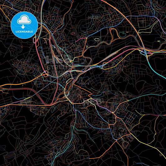 Wetzlar, Hesse, Germany, colorful city map on black background