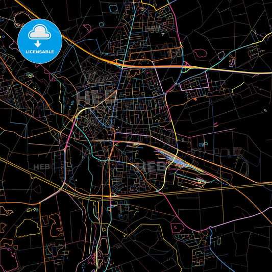 Peine, Lower Saxony, Germany, colorful city map on black background