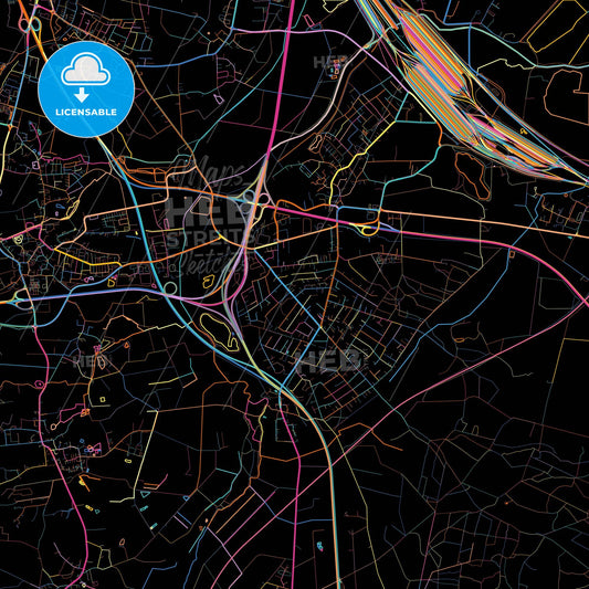 Seevetal, Lower Saxony, Germany, colorful city map on black background