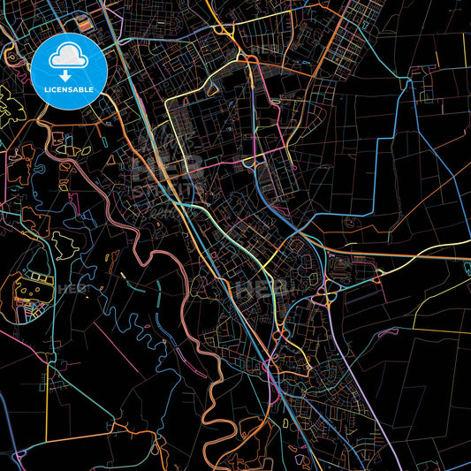 Laatzen, Lower Saxony, Germany, colorful city map on black background