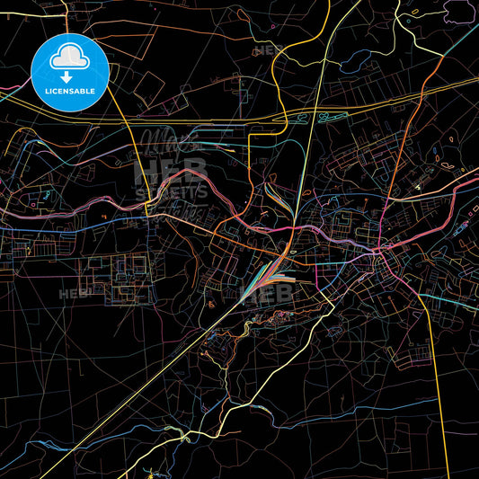 Eberswalde, Brandenburg, Germany, colorful city map on black background