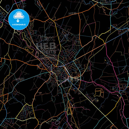 Lage, North Rhine-Westphalia, Germany, colorful city map on black background