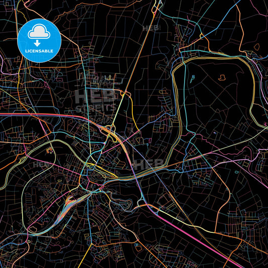 Limburg an der Lahn, Hesse, Germany, colorful city map on black background