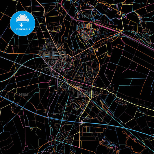 Winsen (Luhe), Lower Saxony, Germany, colorful city map on black background