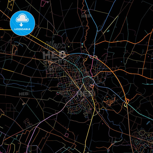 Steinfurt, North Rhine-Westphalia, Germany, colorful city map on black background