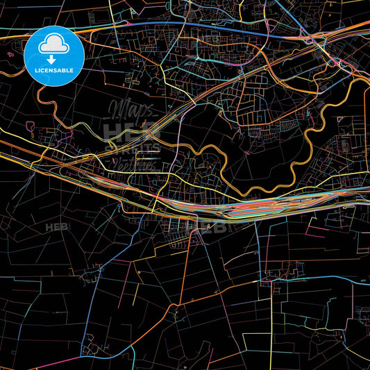 Seelze, Lower Saxony, Germany, colorful city map on black background