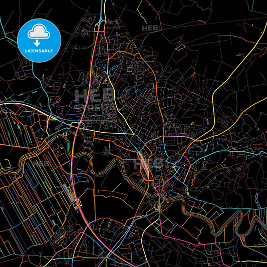 Itzehoe, Schleswig-Holstein, Germany, colorful city map on black background