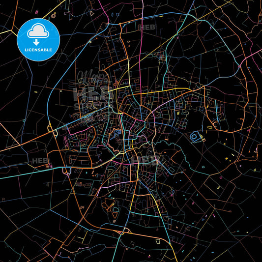 Vechta, Lower Saxony, Germany, colorful city map on black background