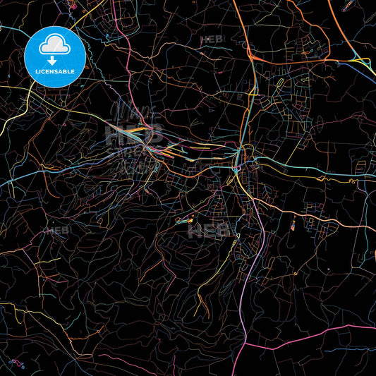 Georgsmarienhutte, Lower Saxony, Germany, colorful city map on black background
