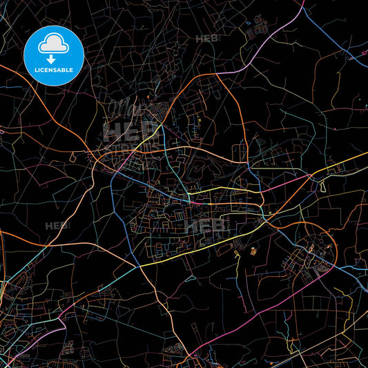 Oer-Erkenschwick, North Rhine-Westphalia, Germany, colorful city map on black background