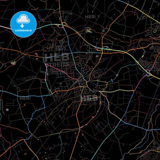 Ganderkesee, Lower Saxony, Germany, colorful city map on black background