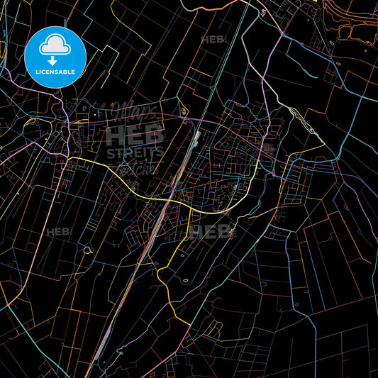 Weyhe, Lower Saxony, Germany, colorful city map on black background
