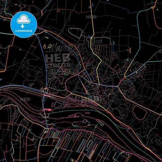 Geesthacht, Schleswig-Holstein, Germany, colorful city map on black background