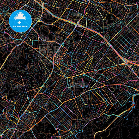 Chalandri, Attica, Greece, colorful city map on black background