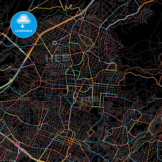 Kifissia, Attica, Greece, colorful city map on black background