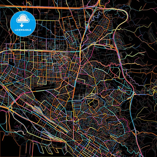 Stavroupoli, Central Macedonia, Greece, colorful city map on black background