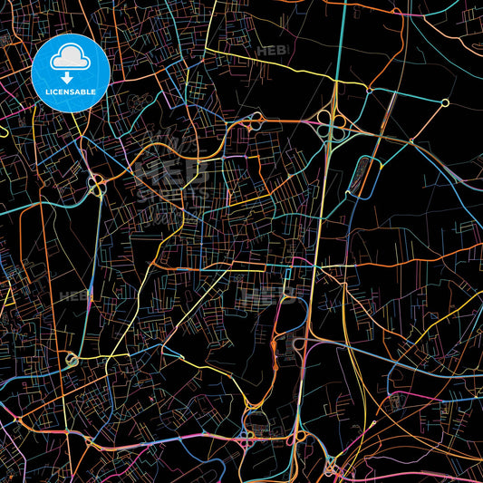Afragola, Campania, Italy, colorful city map on black background