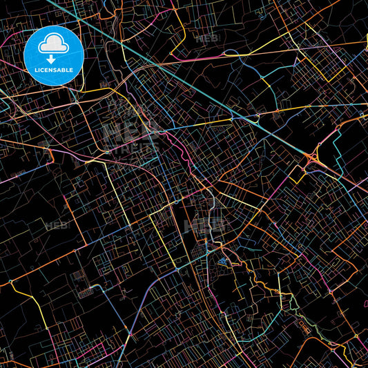 Legnano, Lombardy, Italy, colorful city map on black background