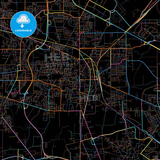 Aversa, Campania, Italy, colorful city map on black background